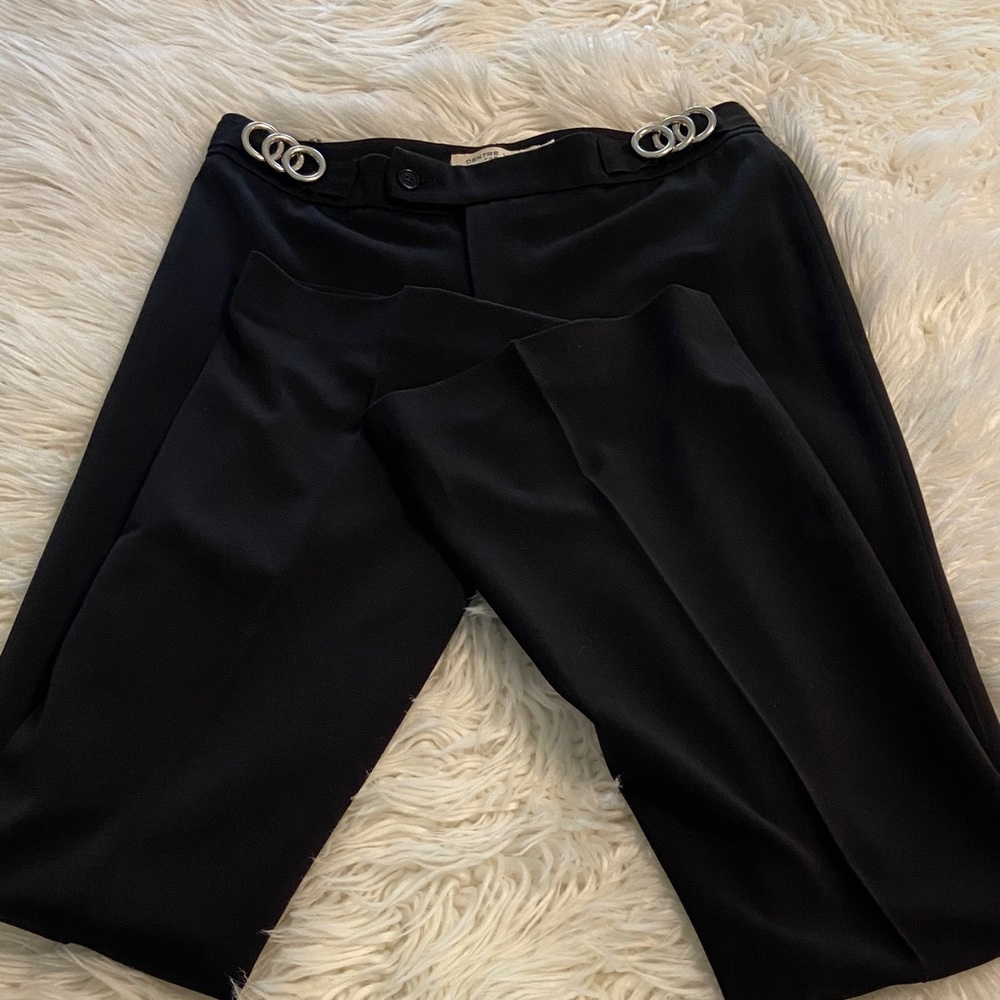 Centre Ville Paris Women’s Trousers Chic Black Pants with Silver Accents size 2